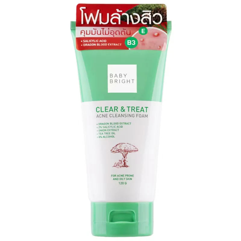 Baby Bright Clear Treat Acne Cleansing Foam 120g - Korean acne face wash with Salicylic Acid Tea Tree and Centella Asiatica