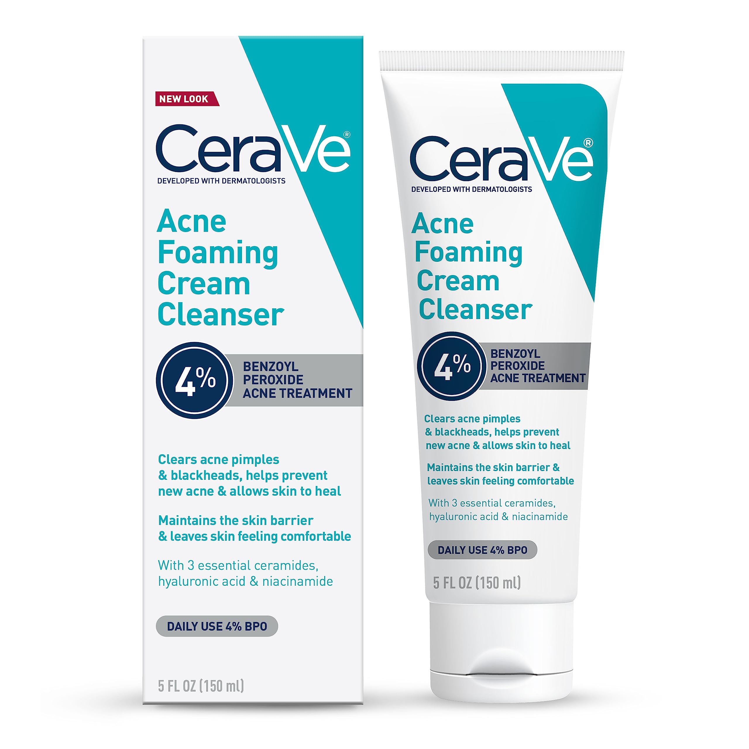 CeraVe Acne Foaming Cream Cleanser with 4 Percent Benzoyl Peroxide 150ml