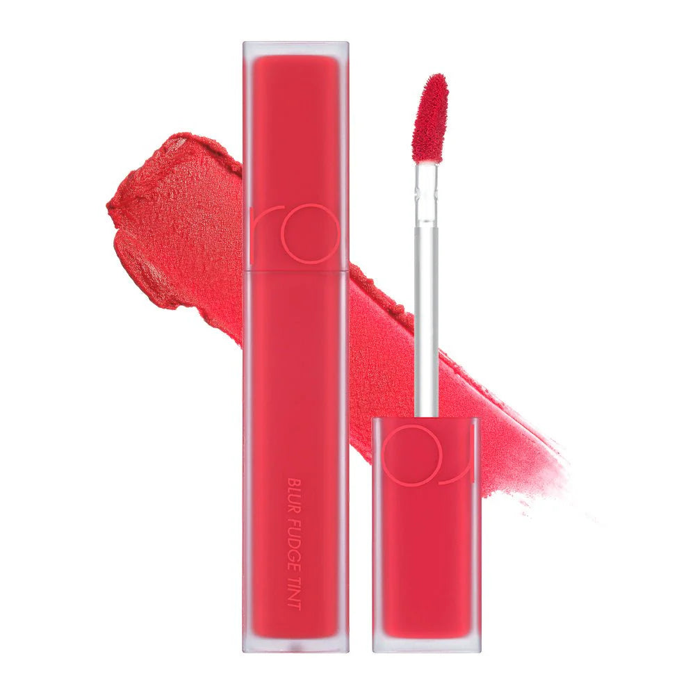 rom&nd Blur Fudge Tint No.10 Fudge Red - Korean powder-blur matte lip tint in rich chocolate red